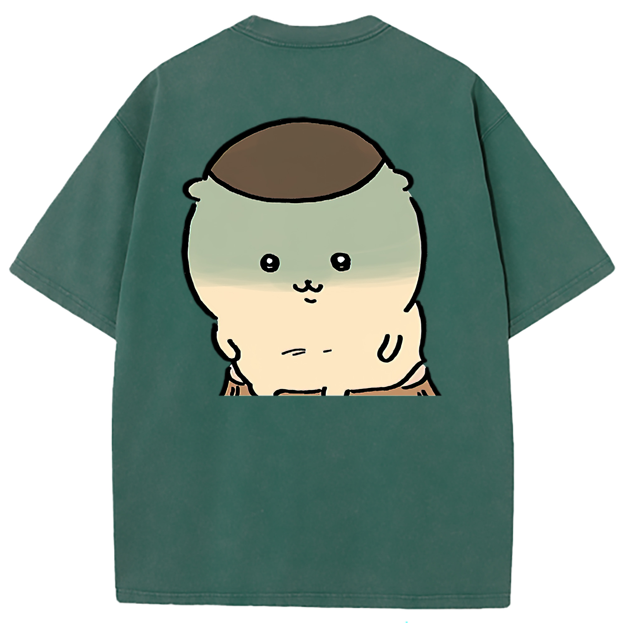 （画像用） ちいかわ くりまんじゅう Chii-kawa kuri manjū 綿100% ヴィンテージ風 半袖Tシャツ（背面プリント）